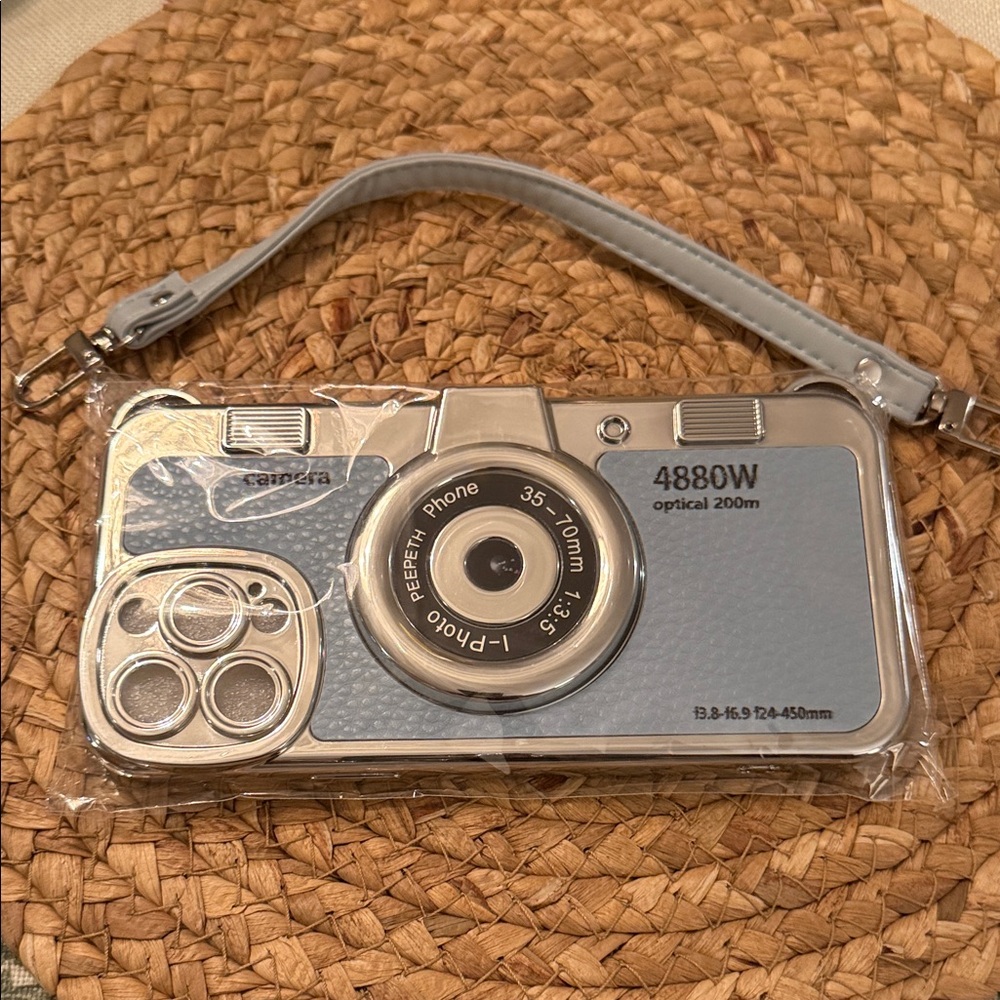 Camera-Themed Gray Wristlet Bag iPhone case 13 pro max